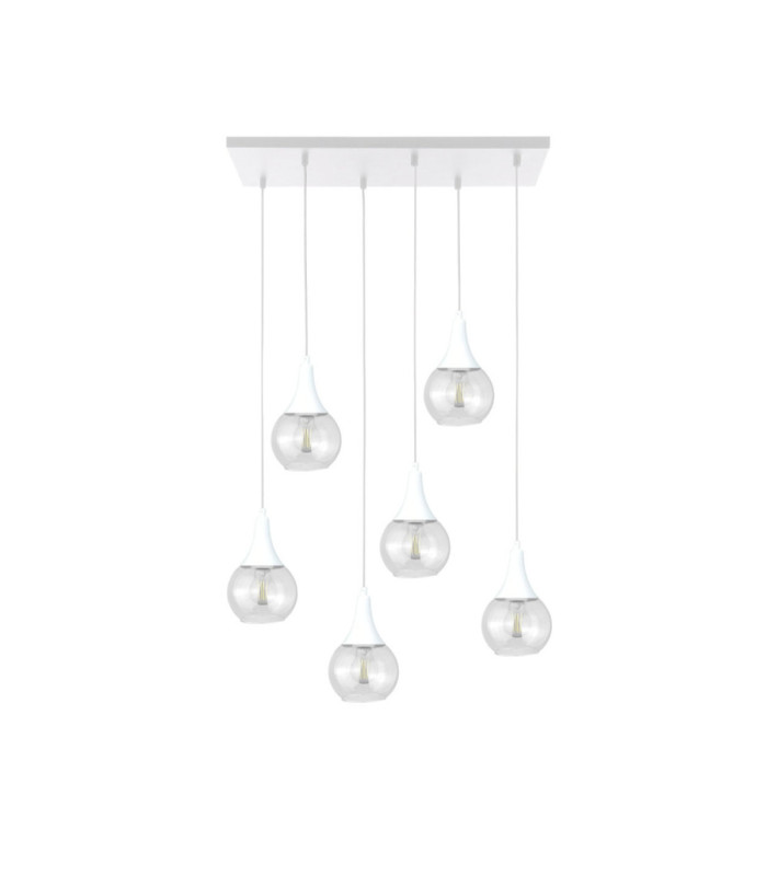 Lacrima Cluster Pendant Ceiling Light White Transparent Glass Shade 6x E27-1