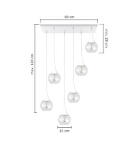 Lacrima Cluster Pendant Ceiling Light White Transparent Glass Shade 6x E27-2