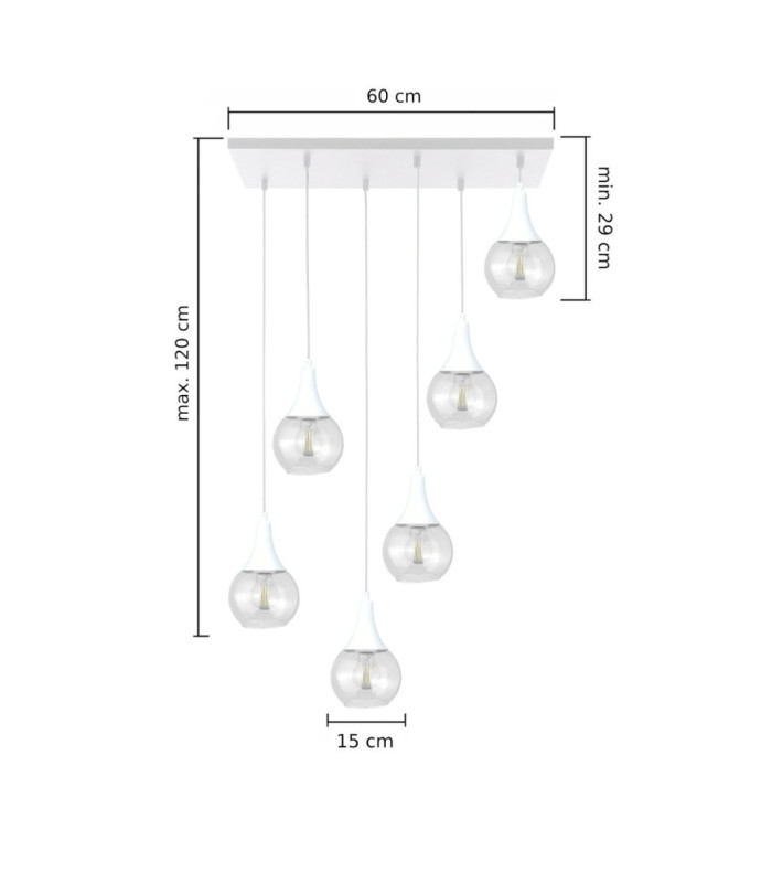 Lacrima Cluster Pendant Ceiling Light White Transparent Glass Shade 6x E27-2
