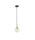 Lacrima Slim Pendant Ceiling Light Black Gold Transparent Glass Shade 1x E27-1