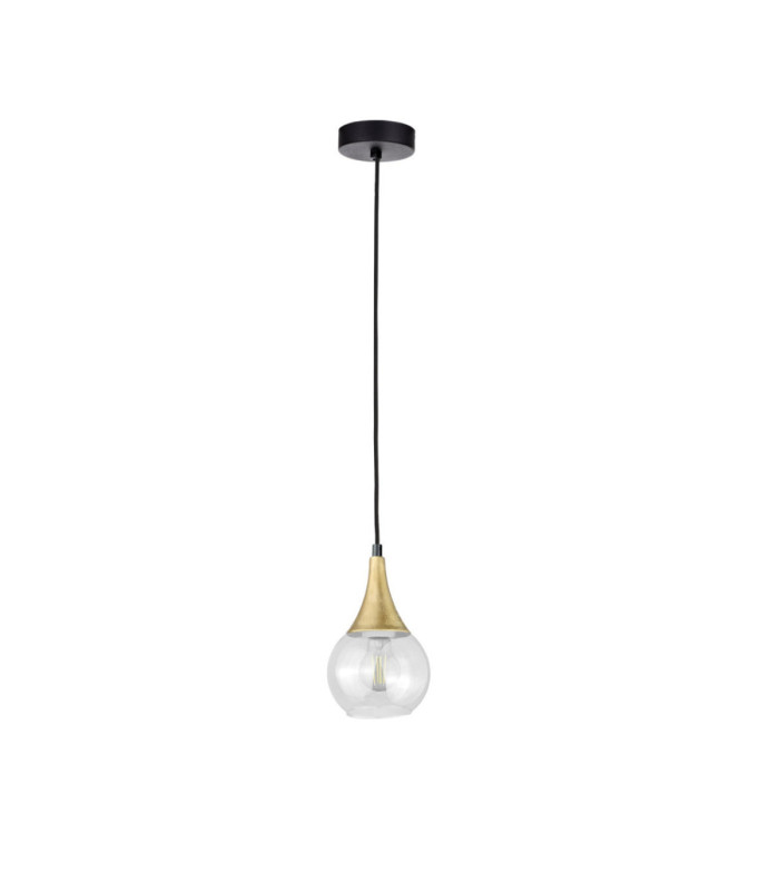 Lacrima Slim Pendant Ceiling Light Black Gold Transparent Glass Shade 1x E27-1