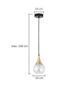 Lacrima Slim Pendant Ceiling Light Black Gold Transparent Glass Shade 1x E27-2