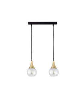 Lacrima Bar Pendant Ceiling Light Black Gold Transparent Glass Shade 2x E27-1