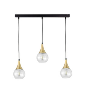 Lacrima Bar Pendant Ceiling Light Black Gold Transparent Glass Shade 3x E27-1