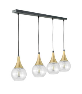 Lacrima Bar Pendant Ceiling Light Black Gold Transparent Glass Shade 4x E27-1