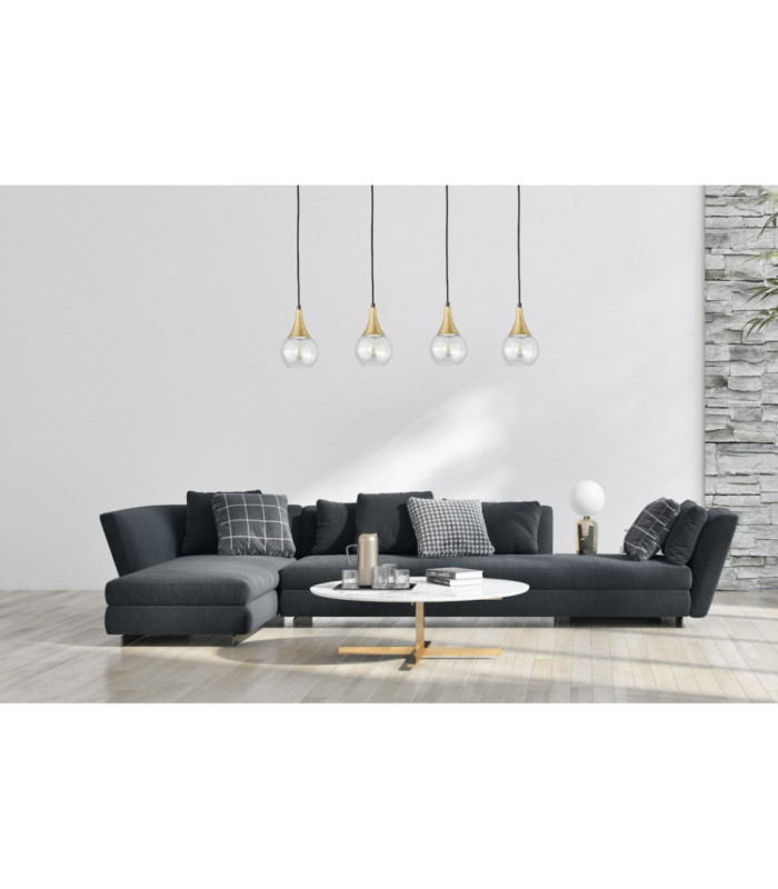 Lacrima Bar Pendant Ceiling Light Black Gold Transparent Glass Shade 4x E27-3