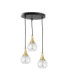 Lacrima Cluster Pendant Ceiling Light Black Gold Transparent Glass Shade 3x E27-1