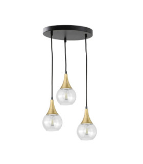 Lacrima Cluster Pendant Ceiling Light Black Gold Transparent Glass Shade 3x E27-1