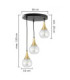 Lacrima Cluster Pendant Ceiling Light Black Gold Transparent Glass Shade 3x E27-2