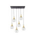 Lacrima Cluster Pendant Ceiling Light Black Gold Transparent Glass Shade 6x E27-1