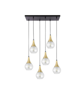 Lacrima Cluster Pendant Ceiling Light Black Gold Transparent Glass Shade 6x E27-1