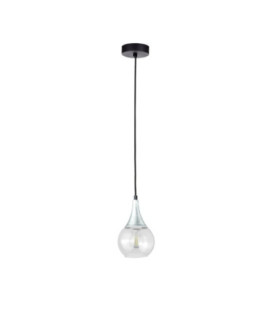 Lacrima Slim Pendant Ceiling Light Black Silver Transparent Glass Shade 1x E27-1