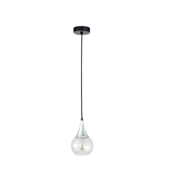 Lacrima Slim Pendant Ceiling Light Black Silver Transparent Glass Shade 1x E27-1