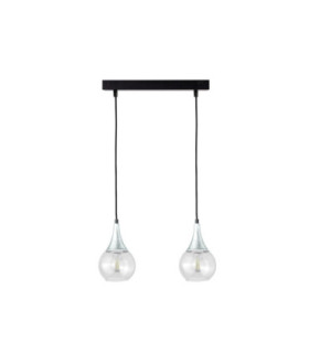 Lacrima Bar Pendant Ceiling Light Black Silver Transparent Glass Shade 2x E27-1