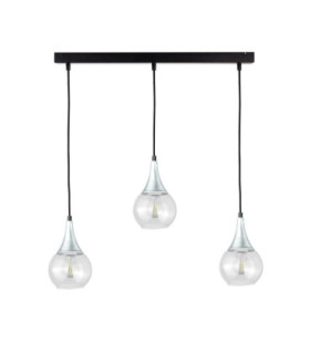 Lacrima Bar Pendant Ceiling Light Black Silver Transparent Glass Shade 3x E27-1