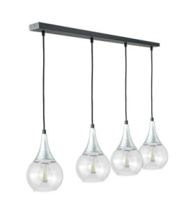 Lacrima Bar Pendant Ceiling Light Black Silver Transparent Glass Shade 4x E27-1