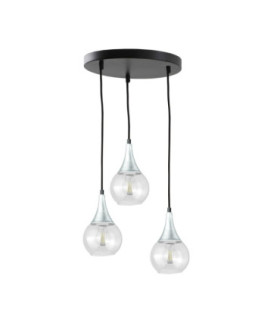 Lacrima Cluster Pendant Ceiling Light Black Silver Transparent Glass Shade 3x E27-1