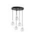Lacrima Cluster Pendant Ceiling Light Black Silver Transparent Glass Shade 5x E27-1