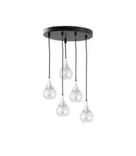 Lacrima Cluster Pendant Ceiling Light Black Silver Transparent Glass Shade 5x E27-1