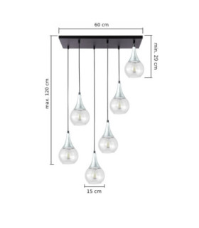 Lacrima Cluster Pendant Ceiling Light Black Silver Transparent Glass Shade 6x E27-2