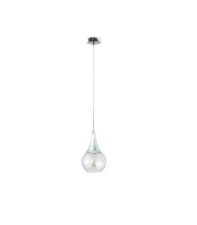 Lacrima Slim Pendant Ceiling Light Silver Transparent Glass Shade 1x E27-1