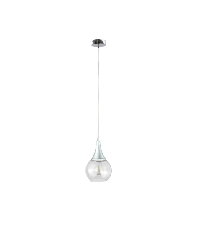 Lacrima Slim Pendant Ceiling Light Silver Transparent Glass Shade 1x E27-1