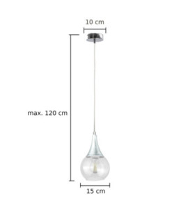 Lacrima Slim Pendant Ceiling Light Silver Transparent Glass Shade 1x E27-2
