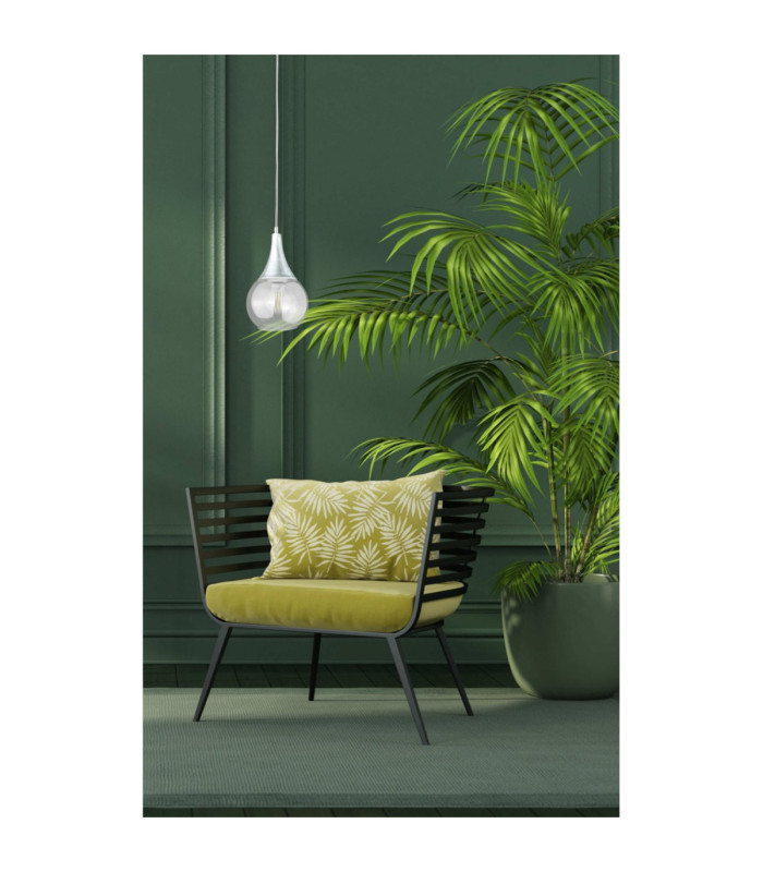 Lacrima Slim Pendant Ceiling Light Silver Transparent Glass Shade 1x E27-3