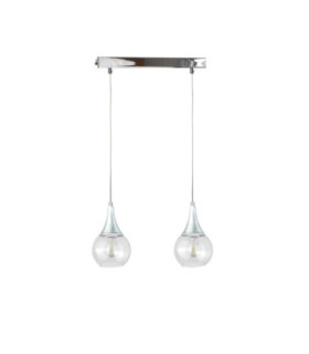 Lacrima Bar Pendant Ceiling Light Silver Transparent Glass Shade 2x E27-1