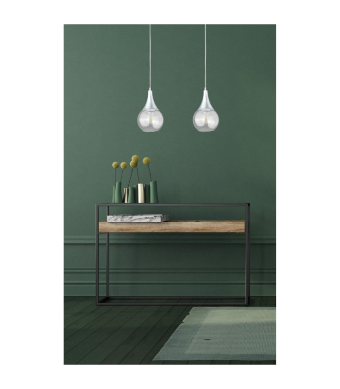 Lacrima Bar Pendant Ceiling Light Silver Transparent Glass Shade 2x E27-3