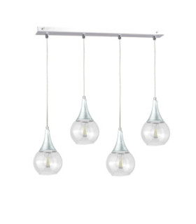 Lacrima Bar Pendant Ceiling Light Silver Transparent Glass Shade 4x E27-1