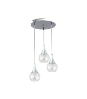 Lacrima Cluster Pendant Ceiling Light Silver Transparent Glass Shade 3x E27-1