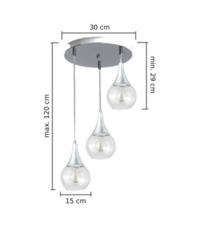 Lacrima Cluster Pendant Ceiling Light Silver Transparent Glass Shade 3x E27-2