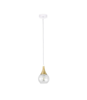 Lacrima Slim Pendant Ceiling Light White Gold Transparent Glass Shade 1x E27-1