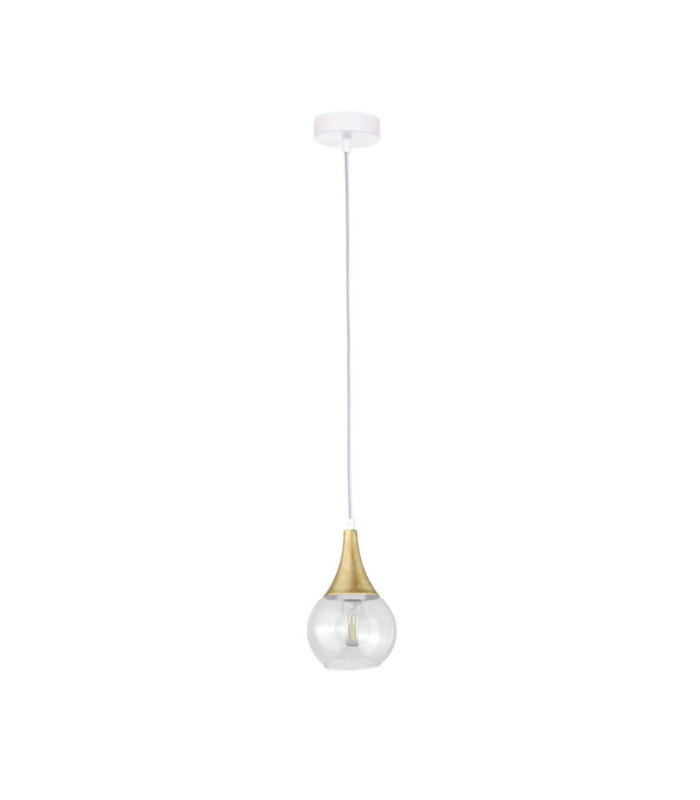 Lacrima Slim Pendant Ceiling Light White Gold Transparent Glass Shade 1x E27-1