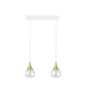 Lacrima Bar Pendant Ceiling Light White Gold Transparent Glass Shade 2x E27-1
