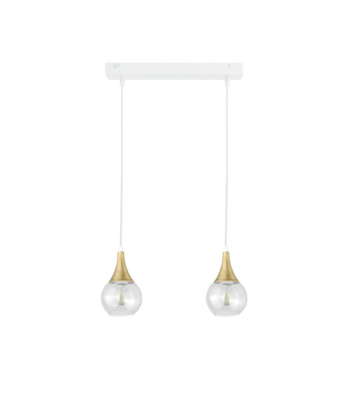 Lacrima Bar Pendant Ceiling Light White Gold Transparent Glass Shade 2x E27-1