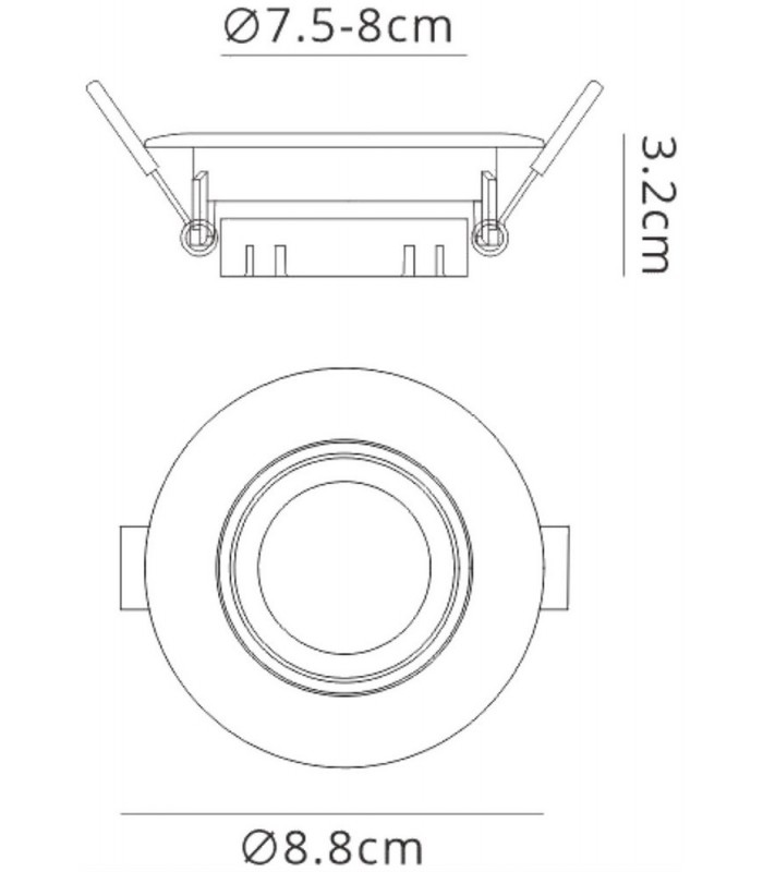 Flush Recessed Spotlight Round, 1 x GU10 (Max 12W), White - 2
