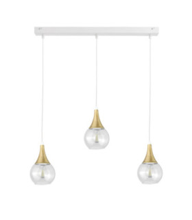 Lacrima Bar Pendant Ceiling Light White Gold Transparent Glass Shade 3x E27-1