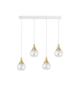 Lacrima Bar Pendant Ceiling Light White Gold Transparent Glass Shade 4x E27-1