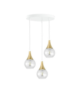 Lacrima Cluster Pendant Ceiling Light White Gold Transparent Glass Shade 3x E27-1