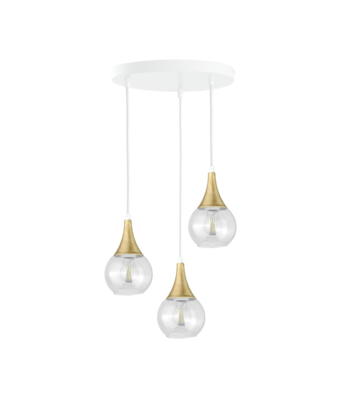 Lacrima Cluster Pendant Ceiling Light White Gold Transparent Glass Shade 3x E27-1