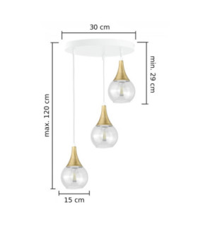 Lacrima Cluster Pendant Ceiling Light White Gold Transparent Glass Shade 3x E27-2