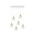 Lacrima Cluster Pendant Ceiling Light White Gold Transparent Glass Shade 6x E27-1
