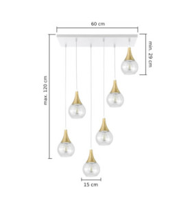Lacrima Cluster Pendant Ceiling Light White Gold Transparent Glass Shade 6x E27-2
