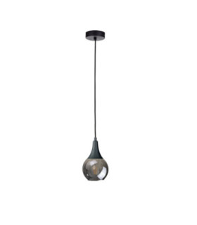 Lacrima Slim Pendant Ceiling Light Black Smoky Glass Shade 1x E27-1