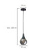 Lacrima Slim Pendant Ceiling Light Black Smoky Glass Shade 1x E27-2