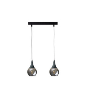 Lacrima Bar Pendant Ceiling Light Black Smoky Glass Shade 2x E27-1