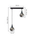 Lacrima Bar Pendant Ceiling Light Black Smoky Glass Shade 2x E27-2