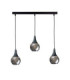 Lacrima Bar Pendant Ceiling Light Black Smoky Glass Shade 3x E27-1